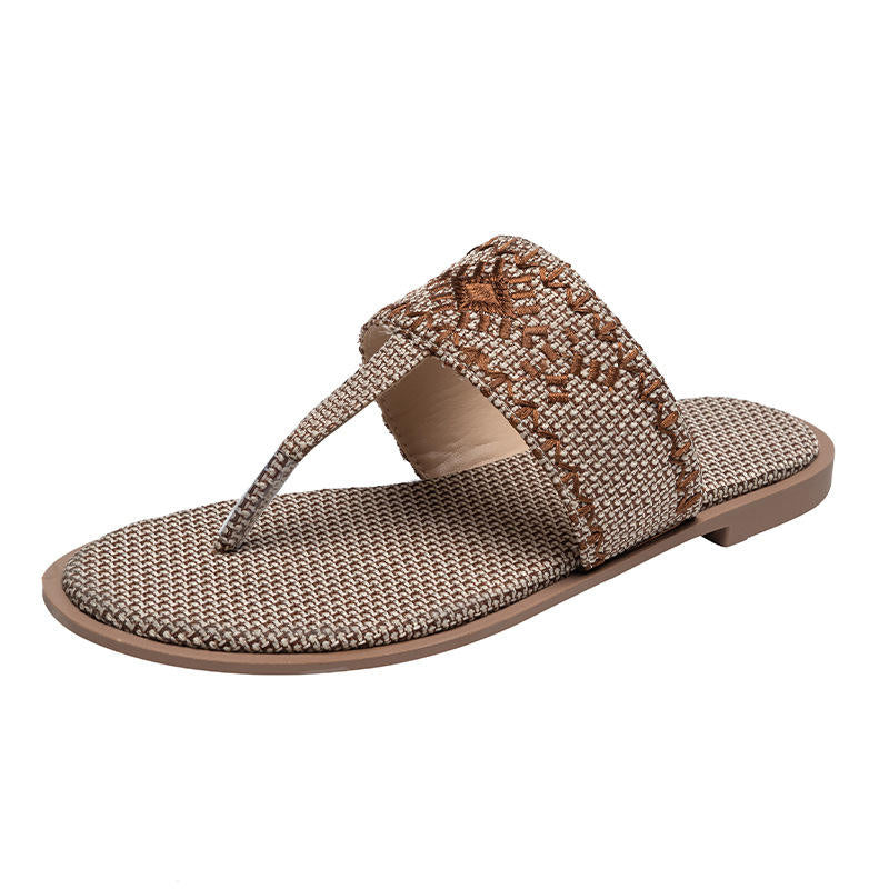 Flax Embroidered Summer SlippersTM