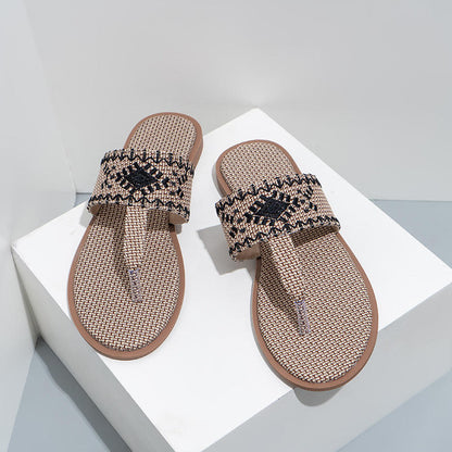 Flax Embroidered Summer SlippersTM