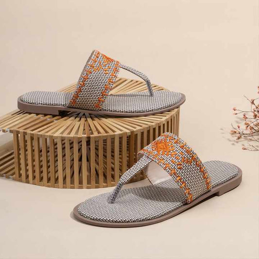 Flax Embroidered Summer SlippersTM