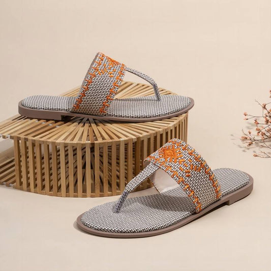 Flax Embroidered Summer SlippersTM