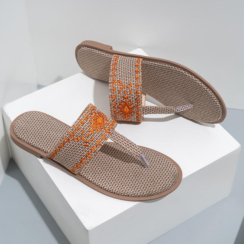 Flax Embroidered Summer SlippersTM